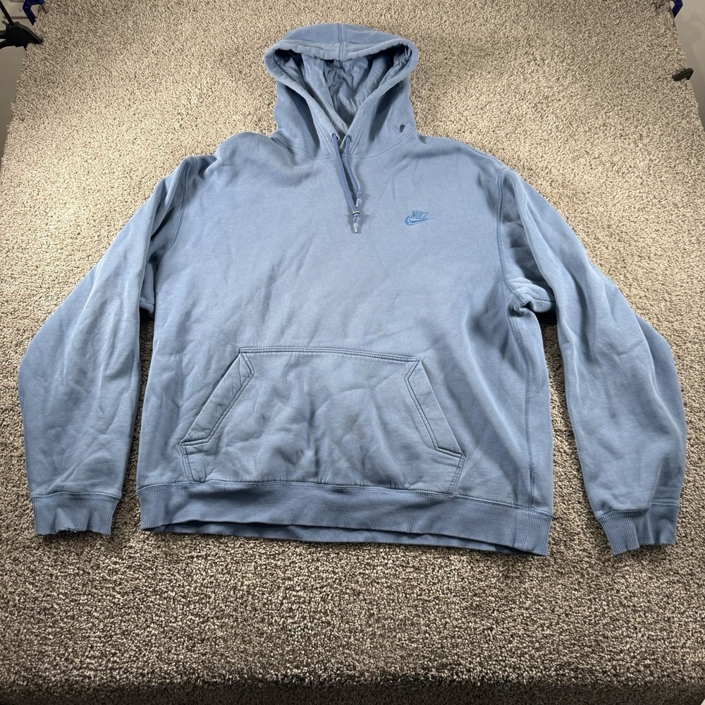 Nike Sweater Men XL Powder Blue Pullover Thrashed Hoodie Grunge Streetwear Baggy